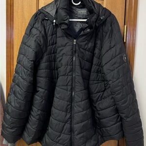 Black Tek Gear puffer jacket winter coat with removable hood size 3X not bulky